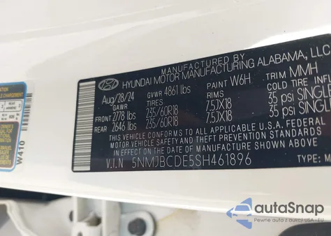 2025 Hyundai Tucson Sel из США, поврежденный, VIN 5NMJBCDE5SH461896